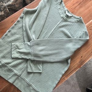 Time and True Waffle knit cuffed pullover